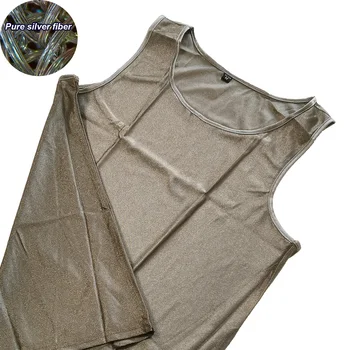 Эластичная рубашка без рукавов из токопроводящего серебристого волокна, блокирующая ЭМП/EMI/RF ткань Фарадея, жилет для нижнего белья мягкий
